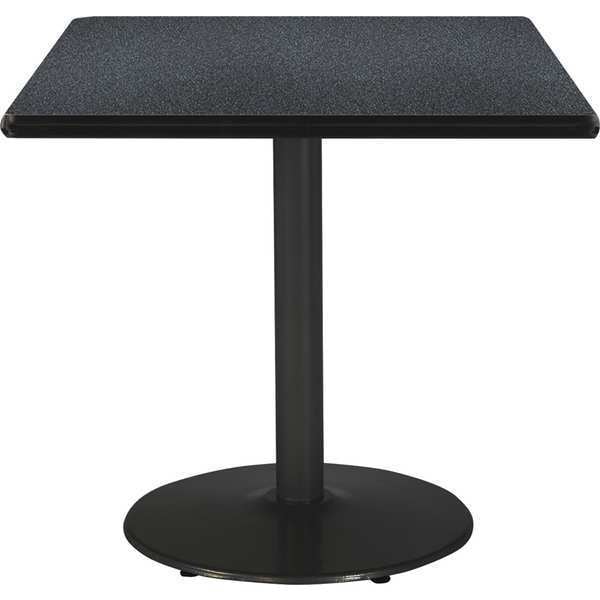 Kfi Square KFI 36" Square Breakroom Table with Graphite Nebula Top, Round Black Base, 36 W, 36 L, 29 H - T36SQ-B1922-BK-GRN