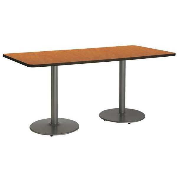 Kfi Rectangle KFI 30" x 72" Conference Table with Medium Oak Top, Round Silver Base, 72 W, 30 L, 29 H - T3072-B1917-SL-MO