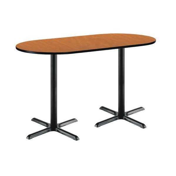 Kfi Racetrack Bistro Table, 72" W, 42" (Bar Height) H, Laminate Top, Medium Oak - T3072R-B2015-BK-MO-38