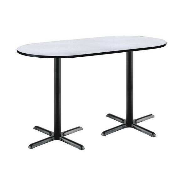Kfi Racetrack Bistro Table, 72" W, 42" (Bar Height) H, Laminate Top, Gray Nebula - T3072R-B2015-BK-GYN-38