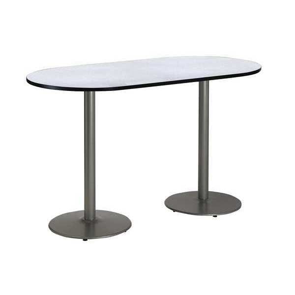 Kfi Racetrack Bistro Table, 72" W, 42" (Bar Height) H, Laminate Top, Gray Nebula - T3672R-B1922-SL-GYN-38