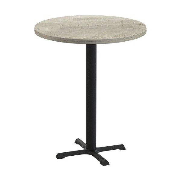 Special-T Table, Round, 36in Dia x 42in, Black Base/Aged Driftwood Top - SCTSTAR236BHBAD