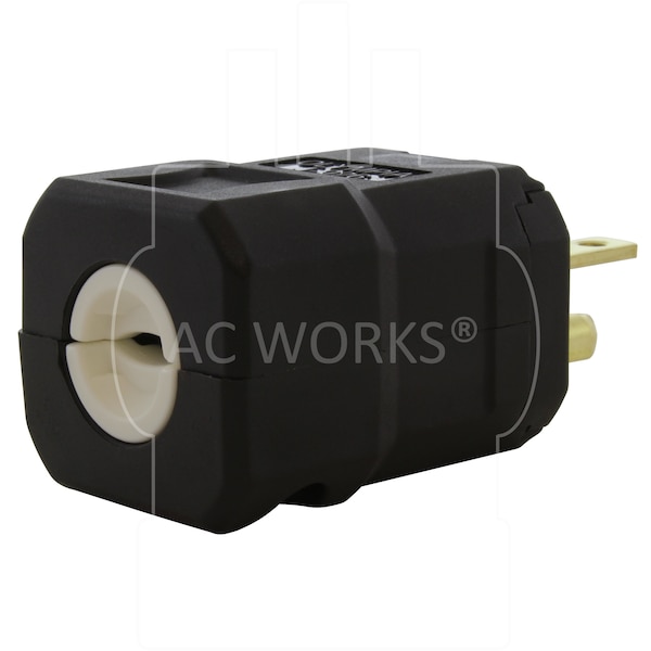 Ac Works NEMA 6-20P 20A 250V Clamp Style Square Plug with UL, C-UL Approval in Black - ASQ620P-BK
