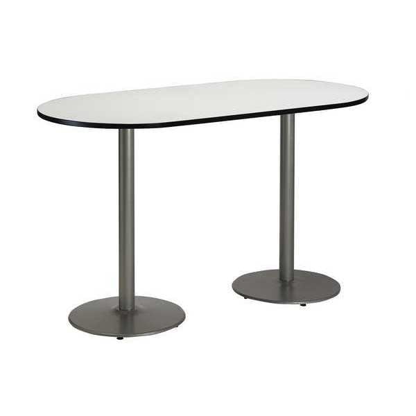 Kfi Racetrack Bistro Table, 72" W, 42" (Bar Height) H, Laminate Top, Crisp Linen - T3072R-B1917-SL-CL-38