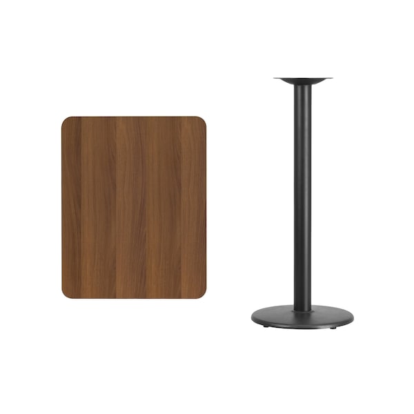 Flash Furniture Rectangle Walnut Table, Rctngl w/Round Base, 24"x30", 24" W, 30" L, 43.125" H, Laminate Top - XU-WALTB-2430-TR18B-GG