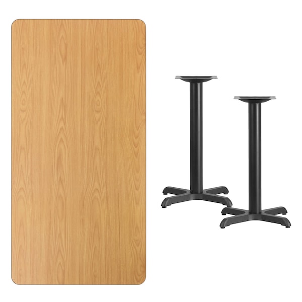 Flash Furniture Rectangle Natural Laminate Table, 30" W, 60" L, 31.125" H, Laminate Top, Wood Grain - XU-NATTB-3060-T2222-GG