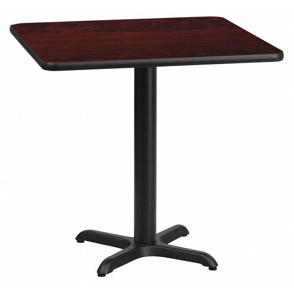 Flash Furniture Square Laminate Table, 30" W, 30" L, 31.125" H, Laminate Top, Wood Grain - XU-MAHTB-3030-T2222-GG