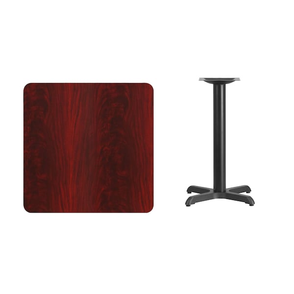 Flash Furniture Square Laminate Table, 30" W, 30" L, 31.125" H, Laminate Top, Wood Grain - XU-MAHTB-3030-T2222-GG