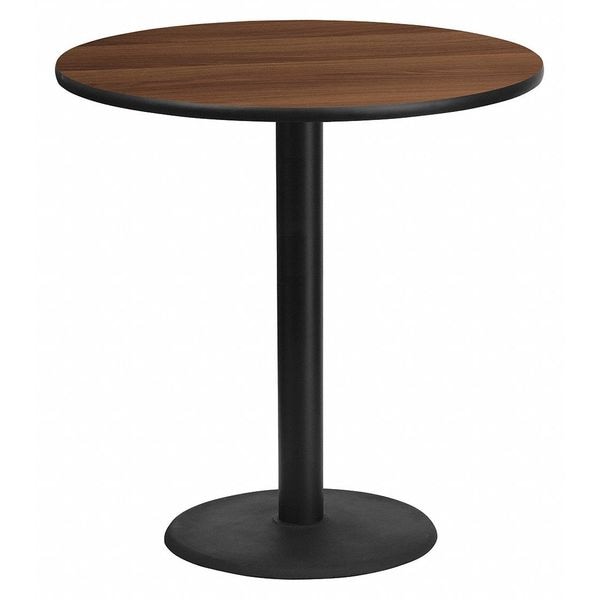 Flash Furniture Round Walnut Lmnt Table Top, Round w/Base, 42", 42" W, 42" L, 43.125" H, Laminate Top, Wood Grain - XU-RD-42-WALTB-TR24B-GG