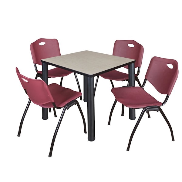 Kee Square Tables > Breakroom Tables > Kee Square Table & Chair Sets, Wood|Metal|Plastic Top, Maple - TB3030PLBPBK47BY
