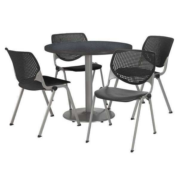 Kfi Round Pedastal Table, 36 W, 36 L, 29 H, Laminate Top, Grey - T36RD-B1922SL-GPN-2300-P10