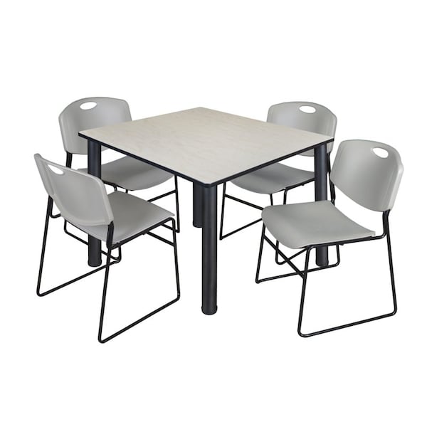 Regency Square Tables > Breakroom Tables > Kee Square Table & Chair Sets, Wood|Metal|Polypropylene Top - TB4848PLBPBK44GY