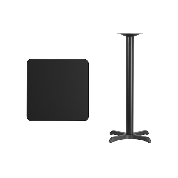Flash Furniture Square Laminate Table Top, 24" W, 24" L, 43.125" H, Laminate Top, Wood Grain - XU-BLKTB-2424-T2222B-GG