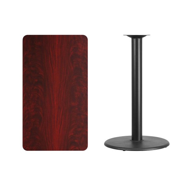 Flash Furniture Rectangle Laminate Table, 24" W, 42" L, 43.125" H, Laminate Top, Wood Grain - XU-MAHTB-2442-TR24B-GG