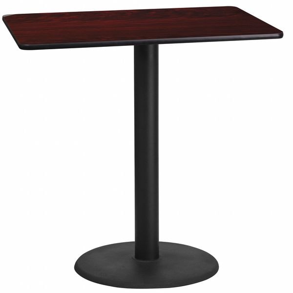 Flash Furniture Rectangle Laminate Table, 24" W, 42" L, 43.125" H, Laminate Top, Wood Grain - XU-MAHTB-2442-TR24B-GG