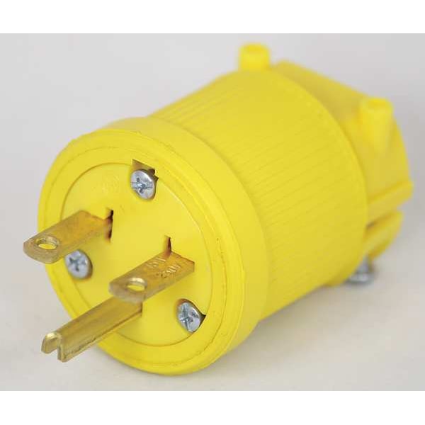 Zoro Select 3 Wire Industrial Flip Seal Straight Blade Plug 250VAC 15A - P615DF