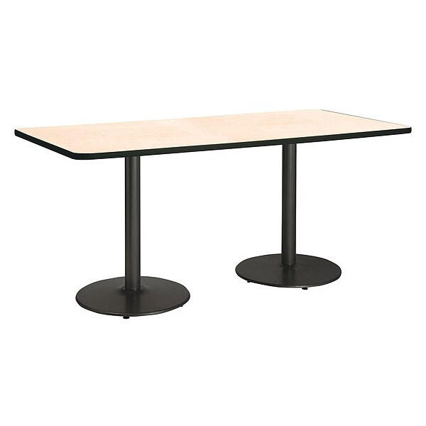 Kfi Rectangle Ped Table, Natural/Black, 42"x96"x29", 96" W, 42" L, 29" (Cafe Height) H, HPL Top, Natural - T4296-B1922-BK-NA