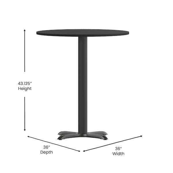 Flash Furniture Round Laminate Table Top, 36" W, 36" L, 43.125" H, Laminate Top, Wood Grain - XU-RD-36-BLKTB-T3030B-GG