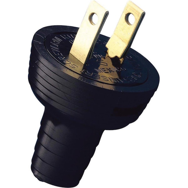Ezgeneration 48642-000 Residential Vinyl Non-Polarized Round Plug 1-15P 18-14 AWG 2 Pole 2 Wire - Black - EZ152997