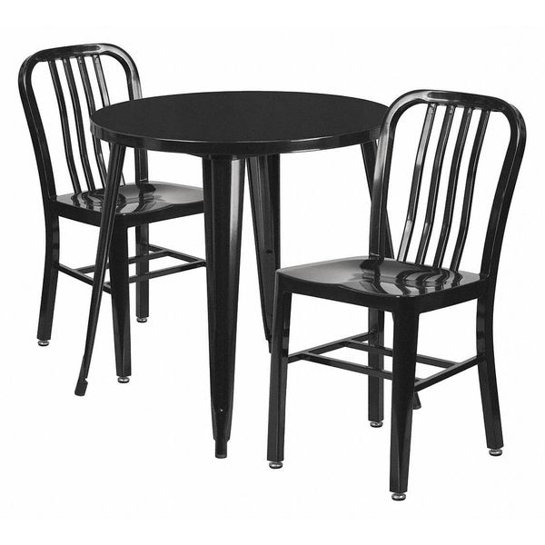 Flash Furniture Black Metal Set, 30RD - CH-51090TH-2-18VRT-BK-GG