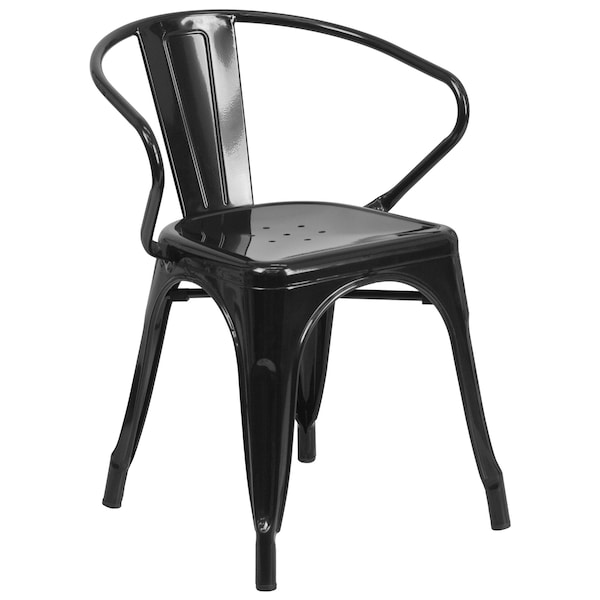 Flash Furniture Black Metal Set, 30RD - CH-51090TH-2-18ARM-BK-GG