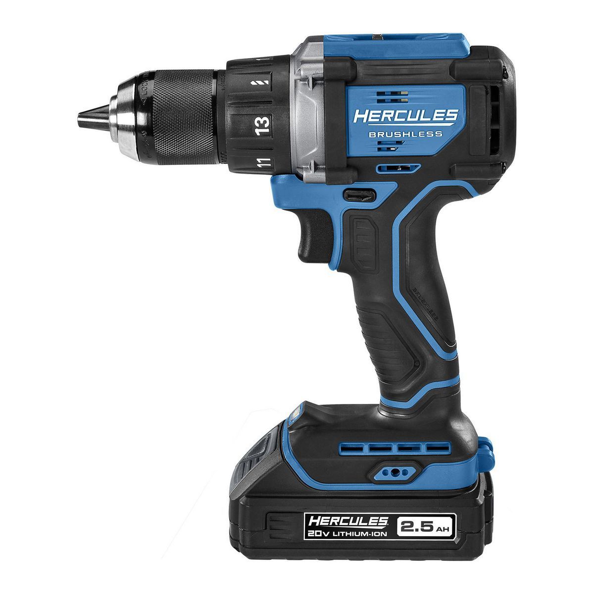Hércules Taladro/destornillador inalámbrico sin escobillas de 20V con mango lateral - Únicamente la herramienta - 59420