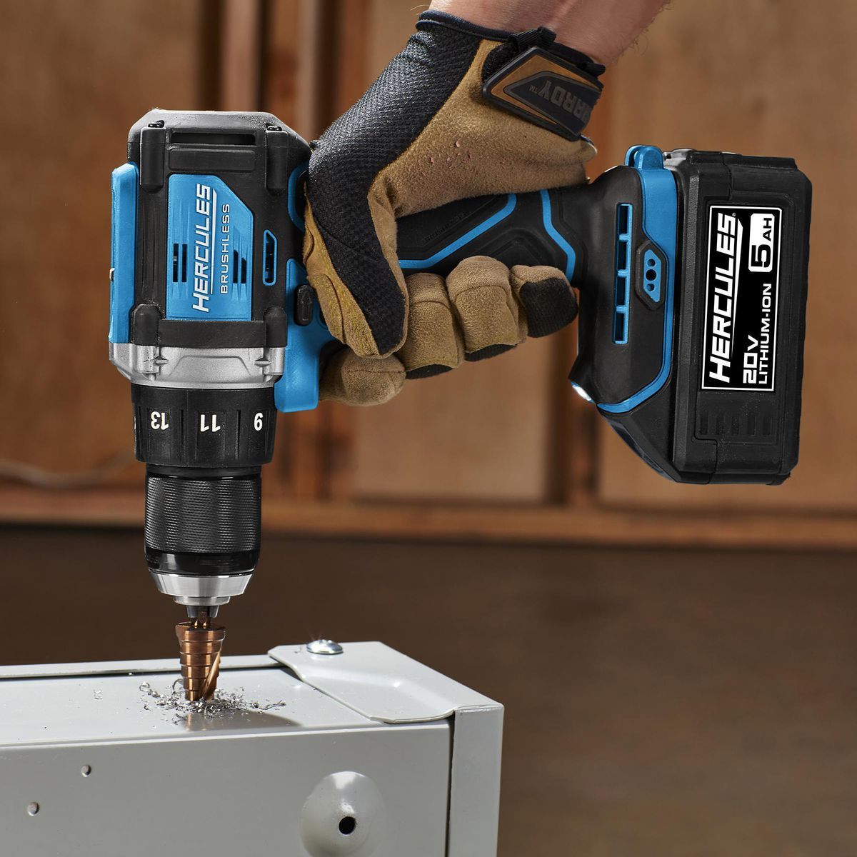 Hércules Taladro/destornillador inalámbrico sin escobillas de 20V con mango lateral - Únicamente la herramienta - 59420