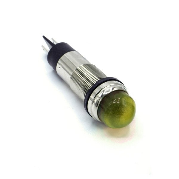 Indicadores montados en panel Dialight Led, amarillo 1/2 domo 230Vac con terminales - 656-3309-304F