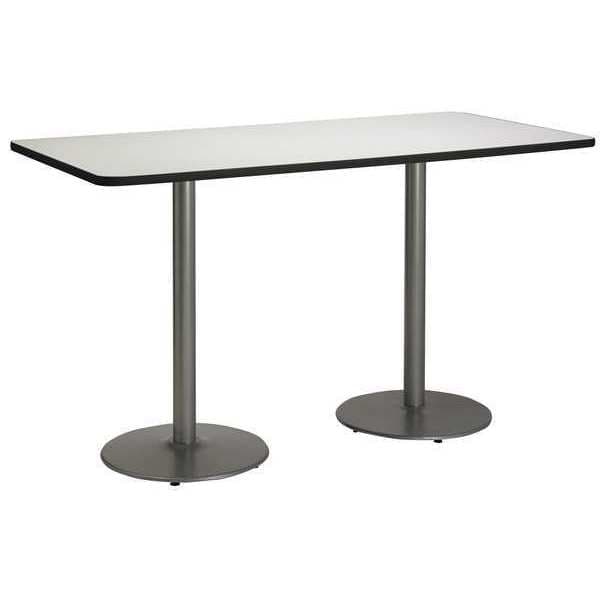 Kfi Rectangle KFI 30" x 72" Conference Table with Crisp Linen Top, Round Silver Base, Bistro Height - T3072-B1917-SL-CL-38