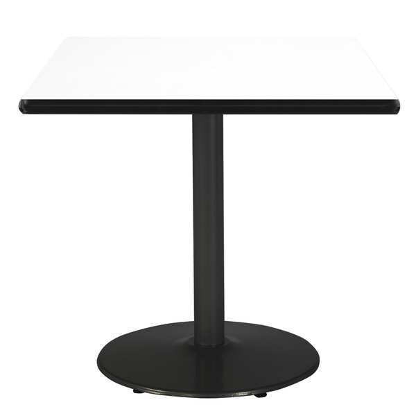 Kfi Square KFI 42" Square Breakroom Table with Crisp Linen Top, Round Black Base, 42 W, 42 L, 29 H - T42SQ-B1922-BK-CL