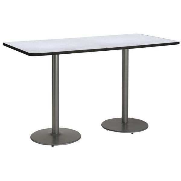 Kfi Rectangle KFI 30" x 72" Conference Table with Grey Nebula Top, Round Silver Base. Bistro Height - T3072-B1917-SL-GYN-38