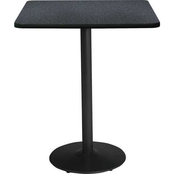 Kfi Square KFI 36" Square Breakroom Table with Graphite Nebula Top, Round Black Base, Bistro Height - T36SQ-B1922-BK-GRN-38