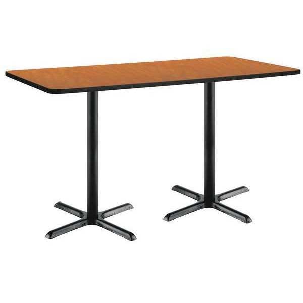Kfi Rectangle KFI 30" x 72" Conference Table with Medium Oak Top, Black X-Base, Bistro Height, 72 W - T3072-B2015-BK-MO-38
