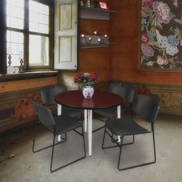 Regency Kahlo Round Table & Chair Sets, 42 W, 42 L, 29 H, Wood, Metal, Polypropylene Top, Mahogany - TPL42RNDMHCM44BK