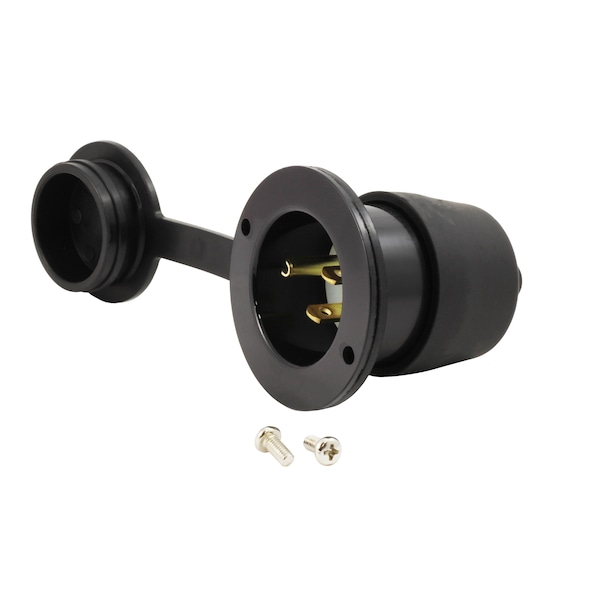 Ac Works 15 Amp 125 Volt NEMA 5-15P Flanged Power Input Inlet with Covers - ASIN515P-WC