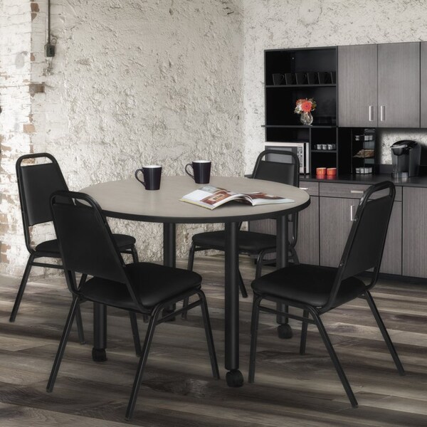 Regency Kee Mobile Tables, 48 W, 48 L, 29 H, Wood, Metal Top, Maple - TBMC48RNDPLBK