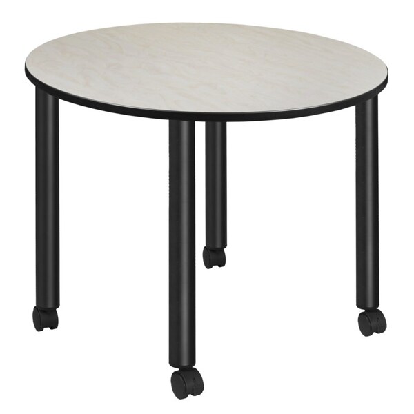 Regency Kee Mobile Tables, 48 W, 48 L, 29 H, Wood, Metal Top, Maple - TBMC48RNDPLBK
