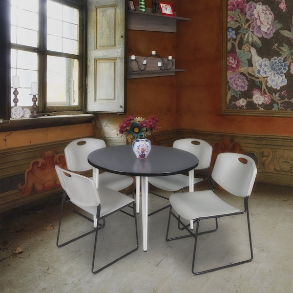 Regency Kahlo Round Table & Chair Sets, 36 W, 36 L, 29 H, Wood, Metal, Polypropylene Top, Grey - TPL36RNDGYCM44GY