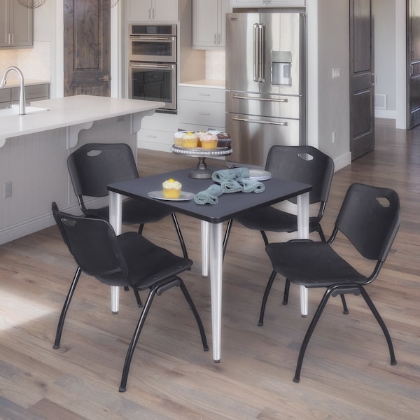 Regency Kahlo Square Table & Chair Sets, 30 W, 30 L, 29 H, Wood, Metal, Plastic Top, Grey - TPL3030GYCM47BK