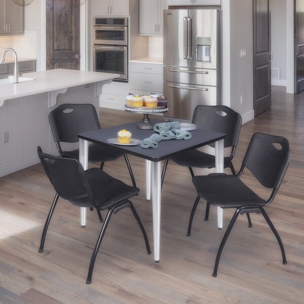Regency Kahlo Square Table & Chair Sets, 30 W, 30 L, 29 H, Wood, Metal, Plastic Top, Grey - TPL3030GYCM47BK