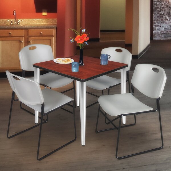 Regency Kahlo Square Table & Chair Sets, 36 W, 36 L, 29 H, Wood, Metal, Polypropylene Top, Cherry - TPL3636CHCM44GY