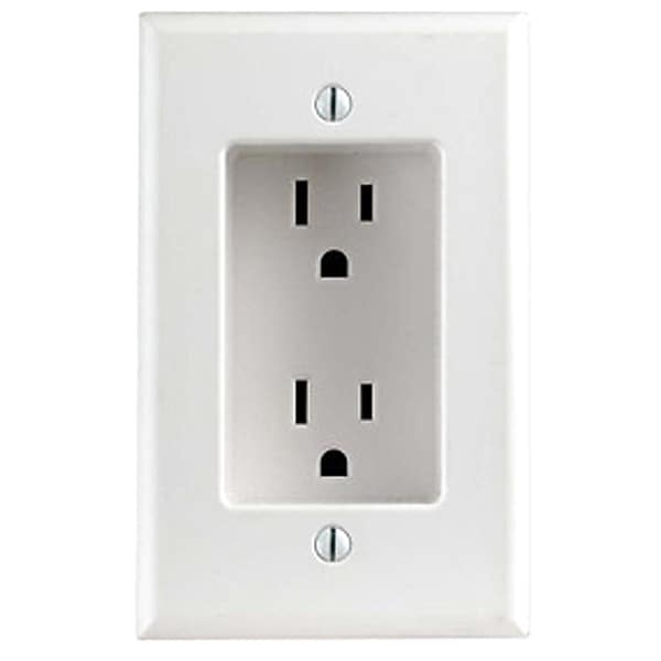 Leviton Receptacle, 15 A Amps, 125VAC, Flush Mount, Duplex Outlet, 5-15R, White - 689-W