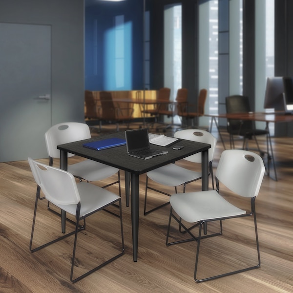 Regency Kahlo Square Table & Chair Sets, 48 W, 48 L, 29 H, Wood, Metal, Polypropylene Top, Ash Grey - TPL4848AGBK44GY