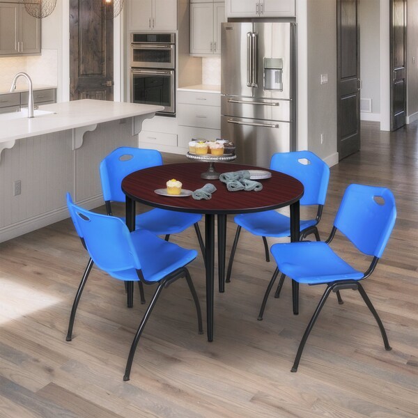 Regency Kahlo Round Table & Chair Sets, 42 W, 42 L, 29 H, Wood, Metal, Plastic Top, Mahogany - TPL42RNDMHBK47BE