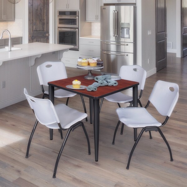 Regency Kahlo Square Table & Chair Sets, 30 W, 30 L, 29 H, Wood, Metal, Plastic Top, Cherry - TPL3030CHBK47GY