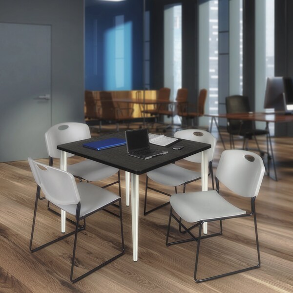 Regency Kahlo Square Table & Chair Sets, 48 W, 48 L, 29 H, Wood, Metal, Polypropylene Top, Ash Grey - TPL4848AGCM44GY