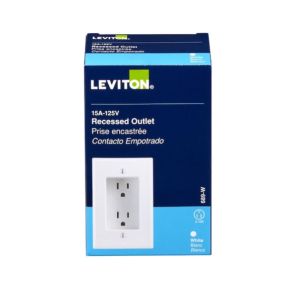 Leviton RECEPT RECESSD 15A WHT - 00689-00W