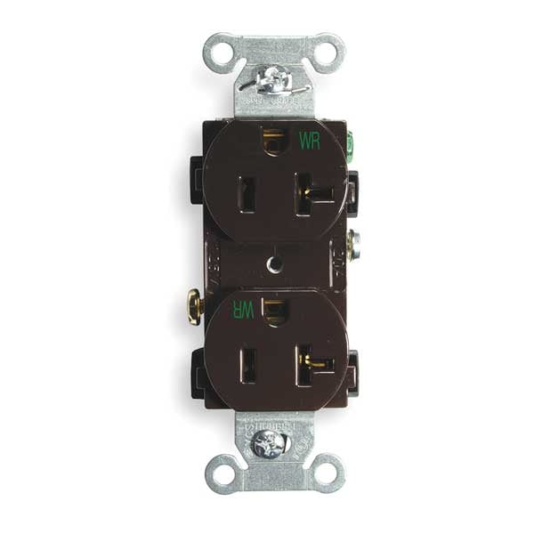 Hubbell 20A Duplex Receptacle 125VAC 5-20R BN - BR20WR