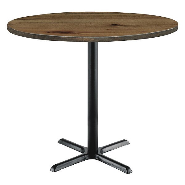 Kfi Round KFI Urban Loft 42" Round Top Breakroom Table, Natural Finish, Black X Base, Bistro Height - T42RD-B2025BK-38-LFT-NA