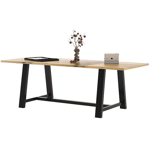 Kfi Rectangle KFI 42 x 96 x 30" H Conference Table with Vintage Steel frame, Natural, 42 W, 96 L, 30 H - T4296-BMT3672-30-LFTNA